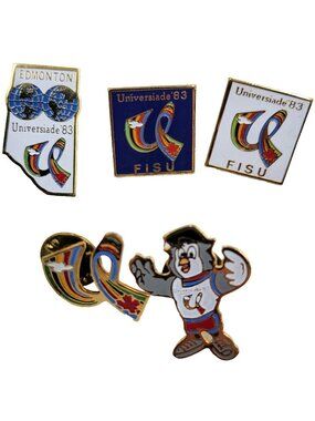 1983 Universiade World University Games Edmonton Alberta Lapel Pin Lot Of 5 Masc